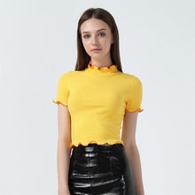 Load image into Gallery viewer, Scallops Turtleneck Crop T-Shirt