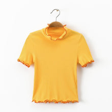 Load image into Gallery viewer, Scallops Turtleneck Crop T-Shirt
