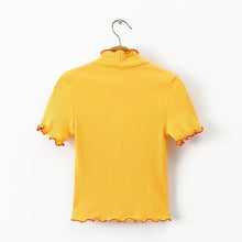 Load image into Gallery viewer, Scallops Turtleneck Crop T-Shirt