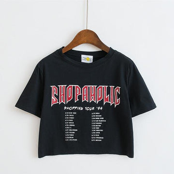 'SHOPAHOLIC' Crop T-Shirt