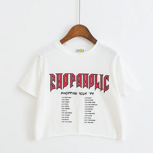 'SHOPAHOLIC' Crop T-Shirt