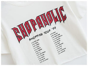 'SHOPAHOLIC' Crop T-Shirt