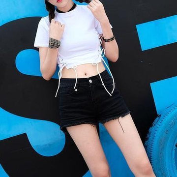 Side Lace-Up Crop T-Shirt