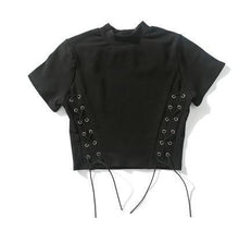 Load image into Gallery viewer, Side Lace-Up Crop T-Shirt