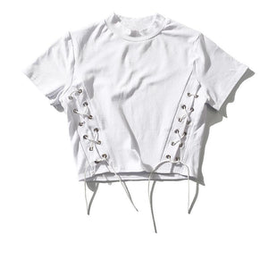 Side Lace-Up Crop T-Shirt