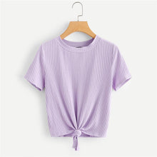 Load image into Gallery viewer, Solid Bow Tie Ribbed T-Shirt