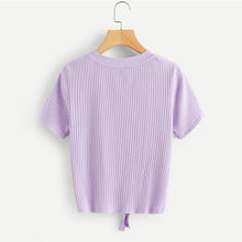 Load image into Gallery viewer, Solid Bow Tie Ribbed T-Shirt