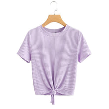 Load image into Gallery viewer, Solid Bow Tie Ribbed T-Shirt