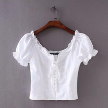 Load image into Gallery viewer, Solid Lace-Up Crop Shirt