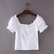 Load image into Gallery viewer, Solid Lace-Up Crop Shirt