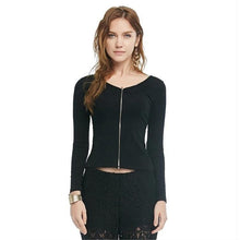 Load image into Gallery viewer, Solid Zip-Up V-Neck Shirt