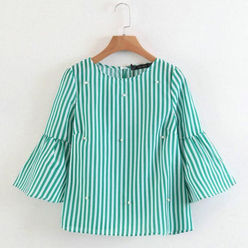 Striped Beading Blouse