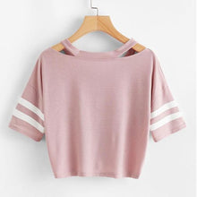 Load image into Gallery viewer, Striped Bow Tie V-Neck T-Shirt