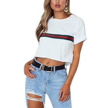 Load image into Gallery viewer, Striped Crop T-Shirt