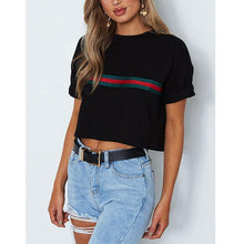 Load image into Gallery viewer, Striped Crop T-Shirt