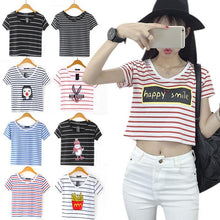 Load image into Gallery viewer, Striped Crop T-Shirt