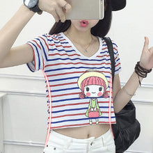 Load image into Gallery viewer, Striped Crop T-Shirt