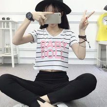 Load image into Gallery viewer, Striped Crop T-Shirt