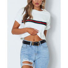 Load image into Gallery viewer, Striped Crop T-Shirt