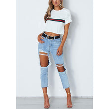 Load image into Gallery viewer, Striped Crop T-Shirt