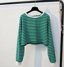 Load image into Gallery viewer, Striped Long Sleeve Crop Shirt