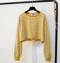 Load image into Gallery viewer, Striped Long Sleeve Crop Shirt