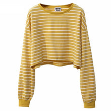 Load image into Gallery viewer, Striped Long Sleeve Crop Shirt