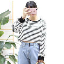 Load image into Gallery viewer, Striped Long Sleeve Crop Shirt
