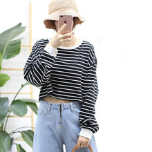 Load image into Gallery viewer, Striped Long Sleeve Crop Shirt