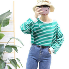 Load image into Gallery viewer, Striped Long Sleeve Crop Shirt