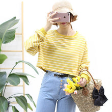 Load image into Gallery viewer, Striped Long Sleeve Crop Shirt