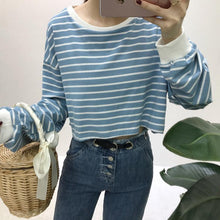 Load image into Gallery viewer, Striped Long Sleeve Crop Shirt