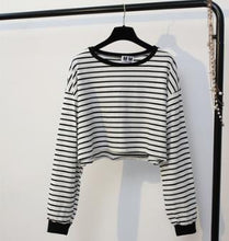 Load image into Gallery viewer, Striped Long Sleeve Crop Shirt