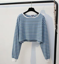 Load image into Gallery viewer, Striped Long Sleeve Crop Shirt
