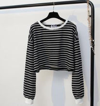 Load image into Gallery viewer, Striped Long Sleeve Crop Shirt
