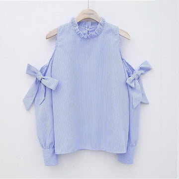 Striped Open Shoulder Shirt