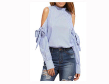Load image into Gallery viewer, Striped Open Shoulder Shirt