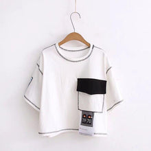 Load image into Gallery viewer, Striped Patchwork Crop T-Shirt
