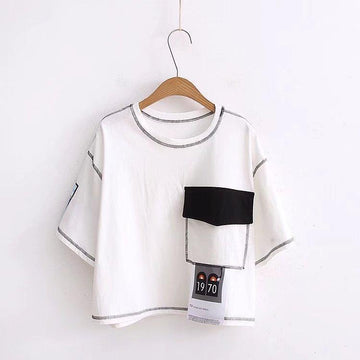 Striped Patchwork Crop T-Shirt