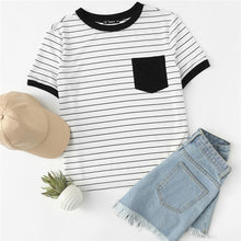Load image into Gallery viewer, Striped Patchwork T-Shirt