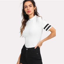 Load image into Gallery viewer, Striped Stand Collar T-Shirt