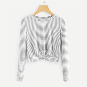 Striped Twist Hem Shirt