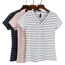 Load image into Gallery viewer, Striped V-Neck T-Shirt