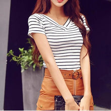 Load image into Gallery viewer, Striped V-Neck T-Shirt