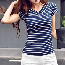 Load image into Gallery viewer, Striped V-Neck T-Shirt