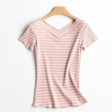 Load image into Gallery viewer, Striped V-Neck T-Shirt