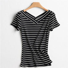Load image into Gallery viewer, Striped V-Neck T-Shirt