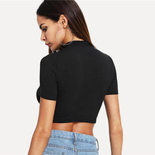 Load image into Gallery viewer, Striped Zip-Up Crop T-Shirt
