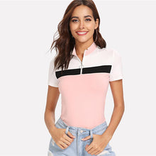 Load image into Gallery viewer, Striped Zip-Up T-Shirt