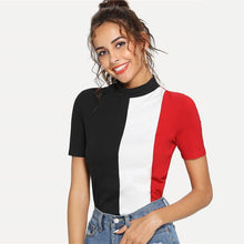 Load image into Gallery viewer, Three Tone Turtleneck T-Shirt